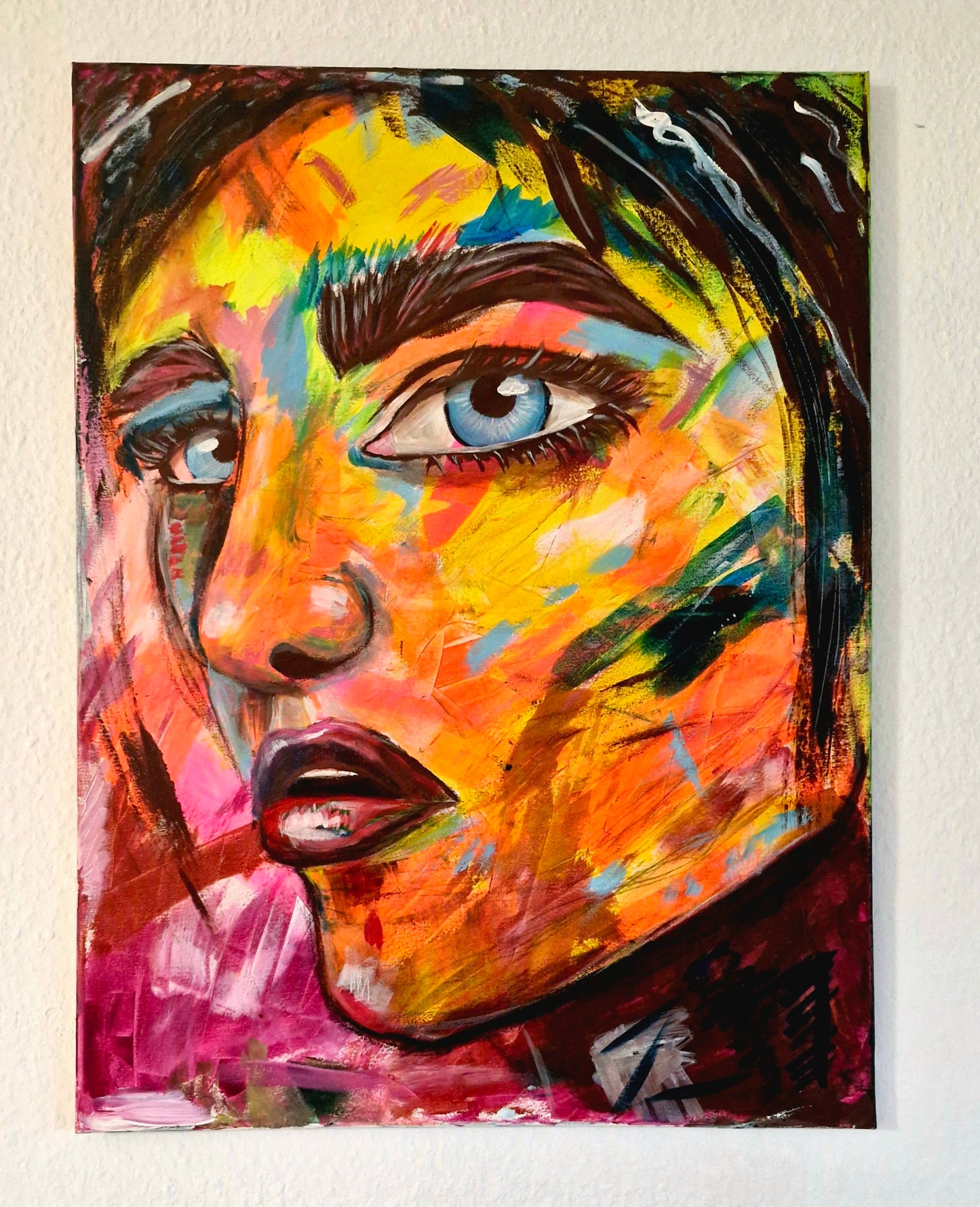 „Nicht mehr leise“ – Kraftvolles abstraktes Frauenporträt | Zeitgenössische Malerei